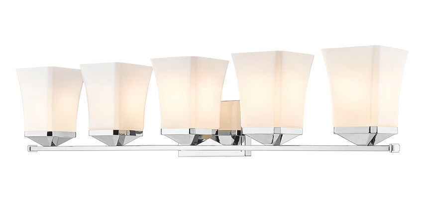 Steel Frame with Etched Opal Glass Shade Vanity Light