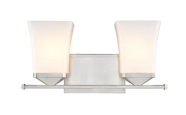 Steel Frame with Etched Opal Glass Shade Vanity Light