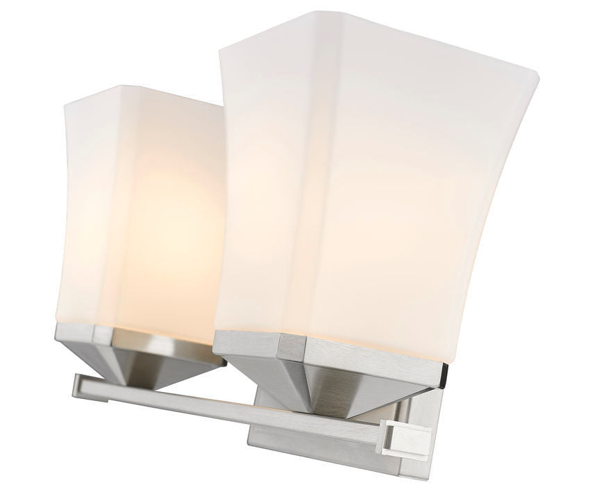 Steel Frame with Etched Opal Glass Shade Vanity Light