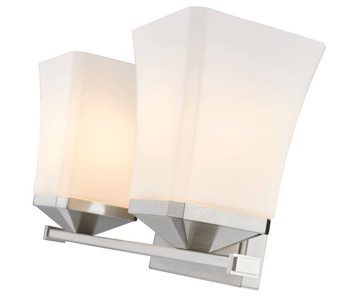 Steel Frame with Etched Opal Glass Shade Vanity Light