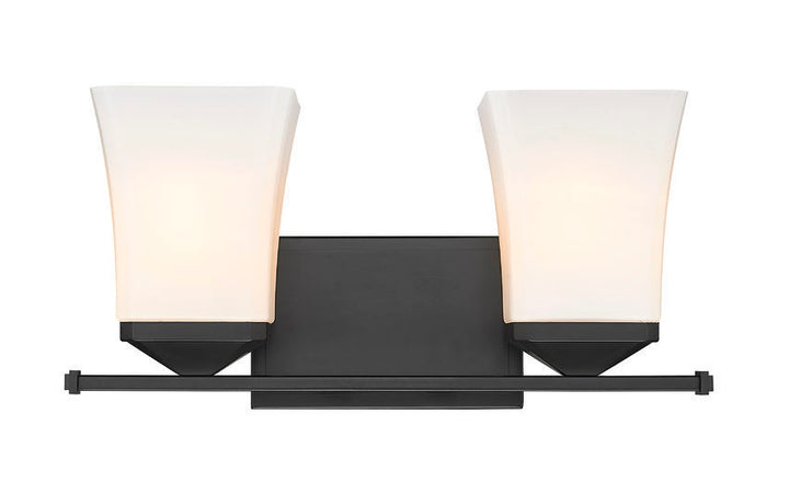 Steel Frame with Etched Opal Glass Shade Vanity Light