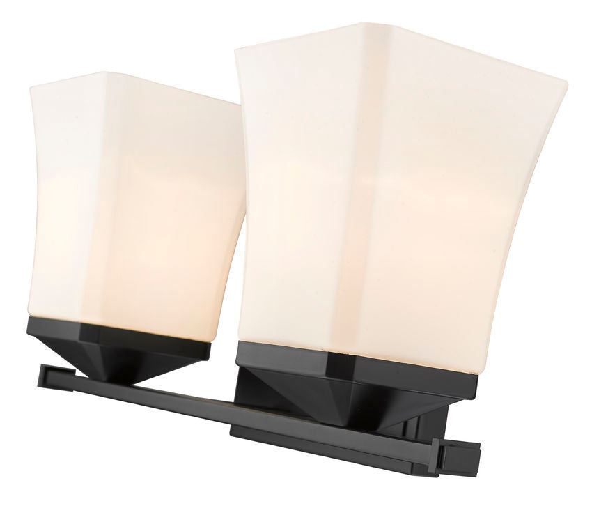 Steel Frame with Etched Opal Glass Shade Vanity Light