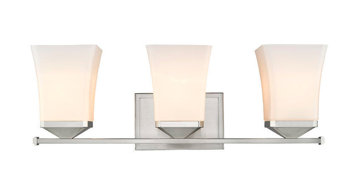Steel Frame with Etched Opal Glass Shade Vanity Light