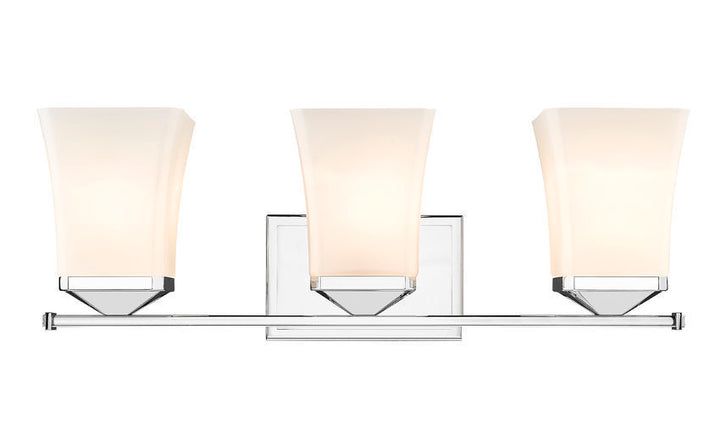 Steel Frame with Etched Opal Glass Shade Vanity Light