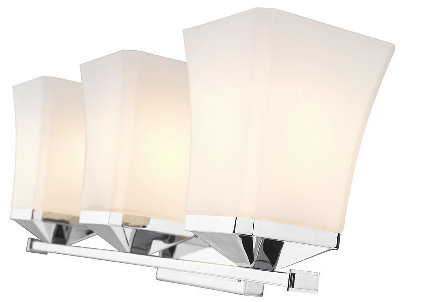 Steel Frame with Etched Opal Glass Shade Vanity Light