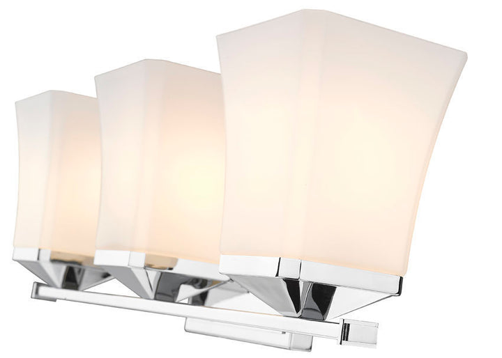 Steel Frame with Etched Opal Glass Shade Vanity Light