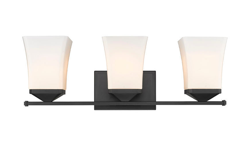 Steel Frame with Etched Opal Glass Shade Vanity Light