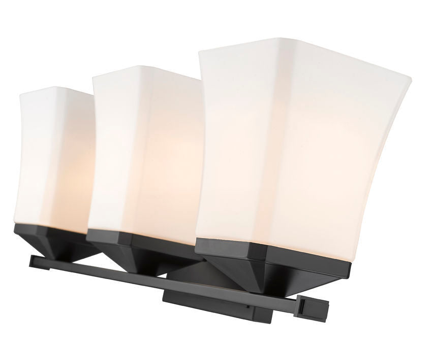 Steel Frame with Etched Opal Glass Shade Vanity Light