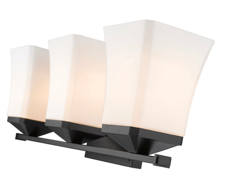 Steel Frame with Etched Opal Glass Shade Vanity Light