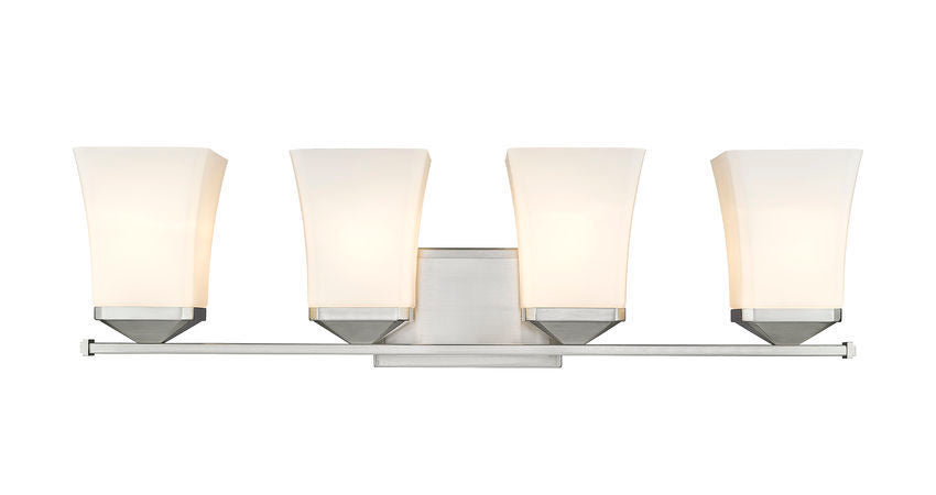 Steel Frame with Etched Opal Glass Shade Vanity Light