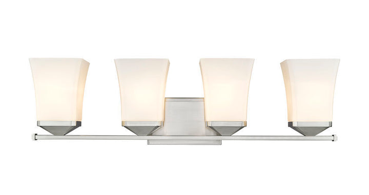 Steel Frame with Etched Opal Glass Shade Vanity Light