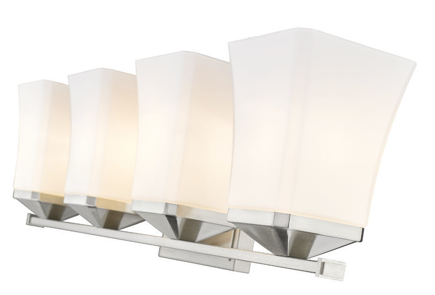 Steel Frame with Etched Opal Glass Shade Vanity Light