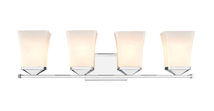 Steel Frame with Etched Opal Glass Shade Vanity Light