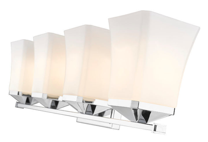 Steel Frame with Etched Opal Glass Shade Vanity Light