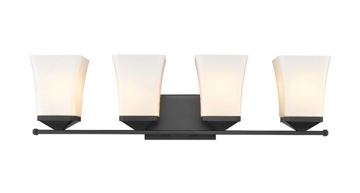 Steel Frame with Etched Opal Glass Shade Vanity Light