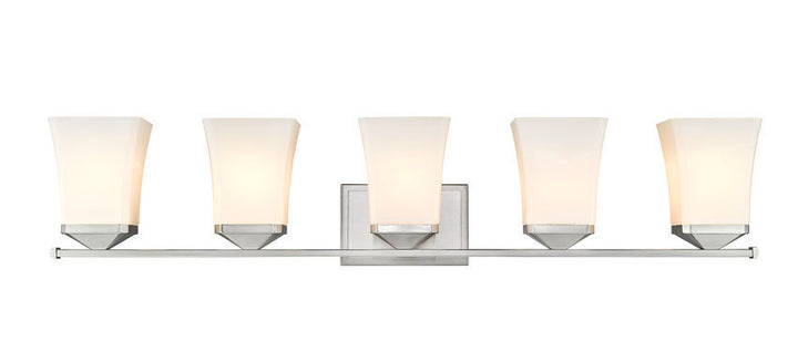 Steel Frame with Etched Opal Glass Shade Vanity Light