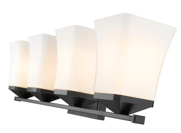 Steel Frame with Etched Opal Glass Shade Vanity Light