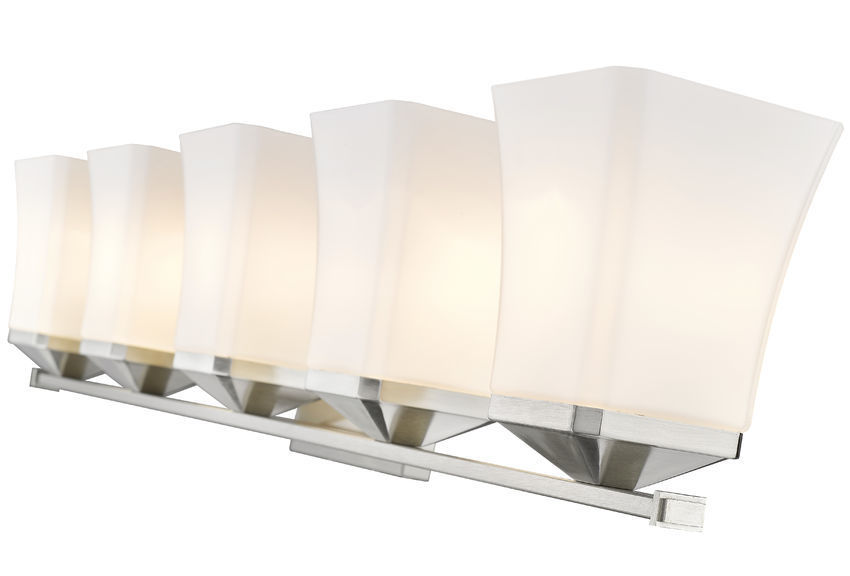 Steel Frame with Etched Opal Glass Shade Vanity Light
