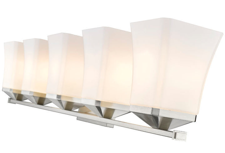 Steel Frame with Etched Opal Glass Shade Vanity Light