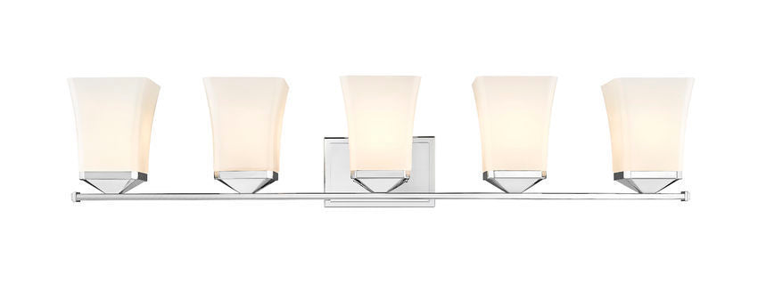 Steel Frame with Etched Opal Glass Shade Vanity Light