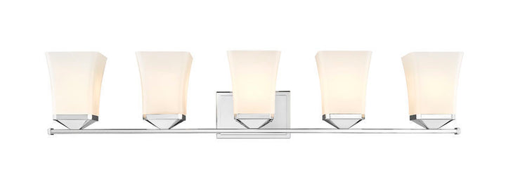 Steel Frame with Etched Opal Glass Shade Vanity Light
