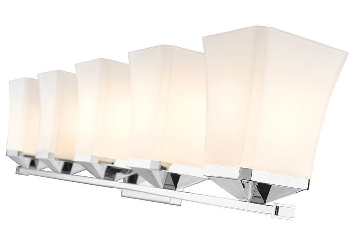 Steel Frame with Etched Opal Glass Shade Vanity Light