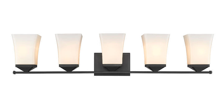 Steel Frame with Etched Opal Glass Shade Vanity Light