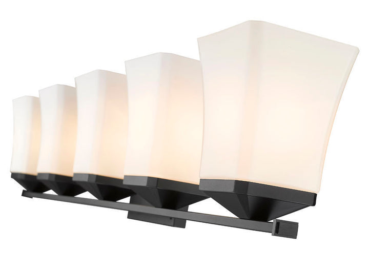 Steel Frame with Etched Opal Glass Shade Vanity Light