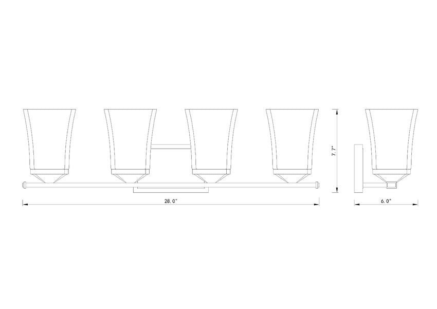 Steel Frame with Etched Opal Glass Shade Vanity Light