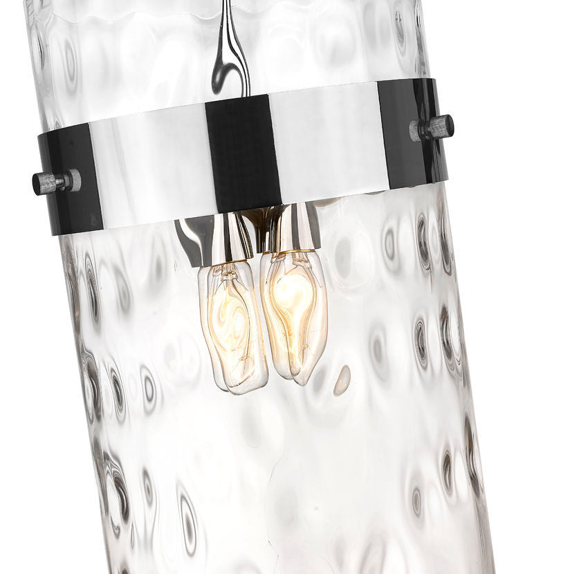 Steel Frame with Clear Cylindrical Glass Shade Pendant