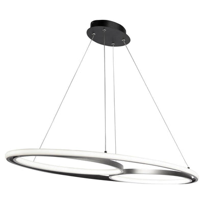 LED Black and Nickel Adjustable Ring with Acrylic Diffuser Oval Linear Pendant - LV LIGHTING