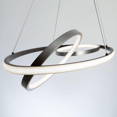 LED Black and Nickel Adjustable Ring with Acrylic Diffuser Oval Linear Pendant - LV LIGHTING