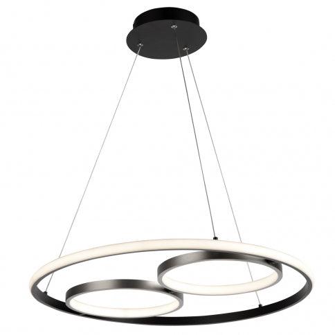LED Black and Nickel Adjustable Ring with Acrylic Diffuser Chandelier - LV LIGHTING