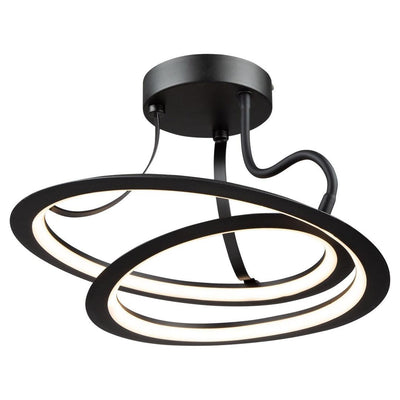 LED Black Twisted Ring with Acrylic Diffuser Semi Flush Mount - LV LIGHTING