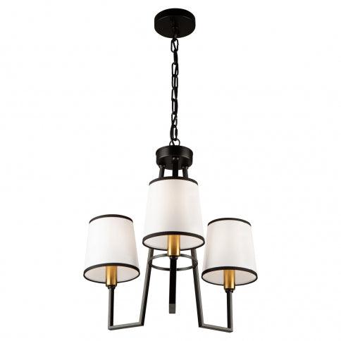 Black and Gold Frame with Fabric Shade Chandelier - LV LIGHTING