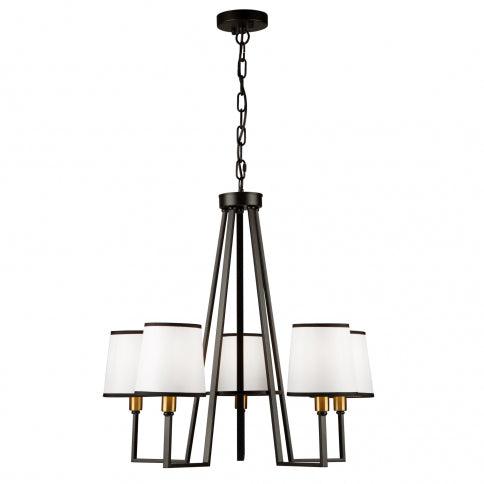 Black and Gold Frame with Fabric Shade Chandelier - LV LIGHTING