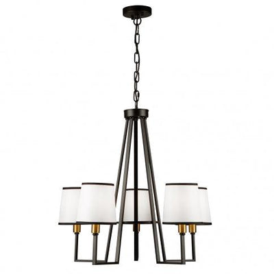 Black and Gold Frame with Fabric Shade Chandelier - LV LIGHTING