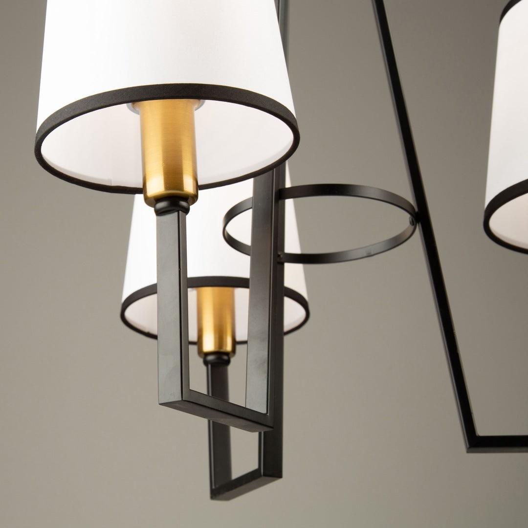 Black and Gold Frame with Fabric Shade Chandelier - LV LIGHTING