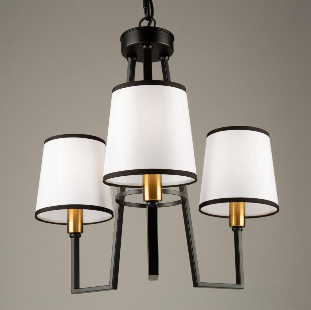 Black and Gold Frame with Fabric Shade Chandelier - LV LIGHTING