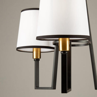 Black and Gold Frame with Fabric Shade Chandelier - LV LIGHTING