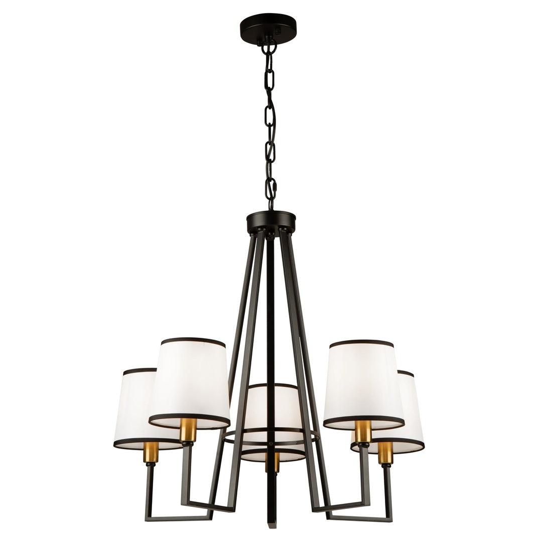 Black and Gold Frame with Fabric Shade Chandelier - LV LIGHTING