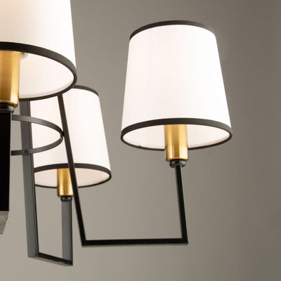 Black and Gold Frame with Fabric Shade Chandelier - LV LIGHTING