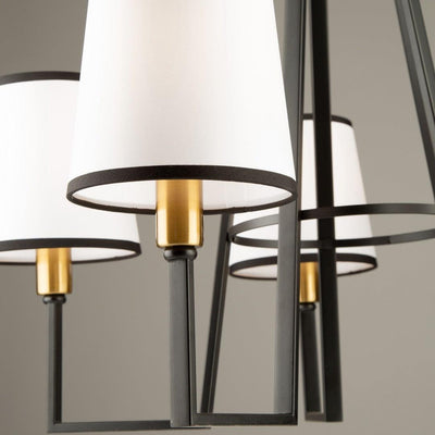 Black and Gold Frame with Fabric Shade Chandelier - LV LIGHTING