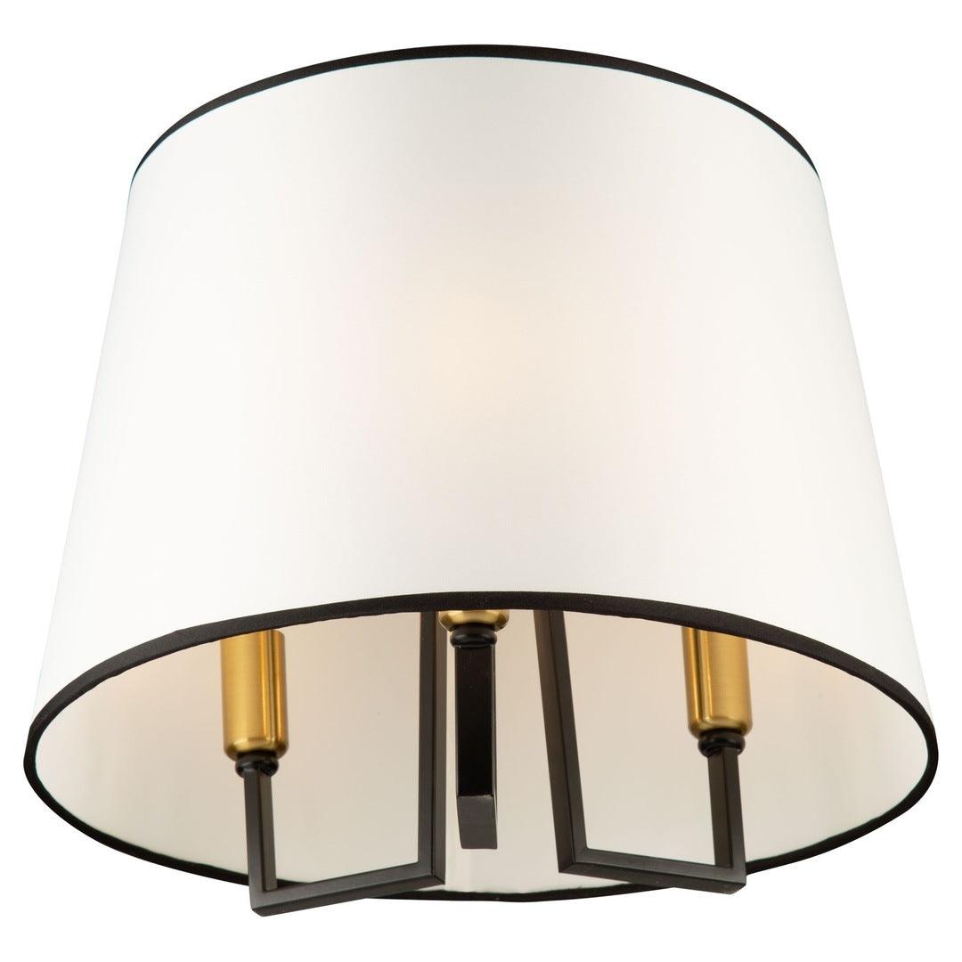 Black and Gold Frame with Fabric Shade Flush Mount - LV LIGHTING