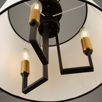 Black and Gold Frame with Fabric Shade Flush Mount - LV LIGHTING