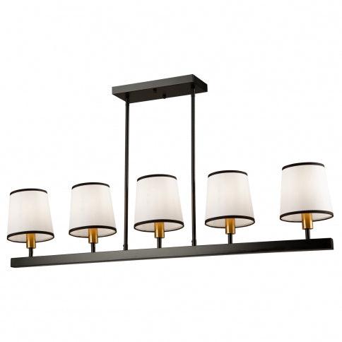 Black and Gold Frame with Fabric Shade Linear Pendant - LV LIGHTING