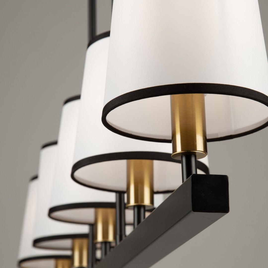 Black and Gold Frame with Fabric Shade Linear Pendant - LV LIGHTING