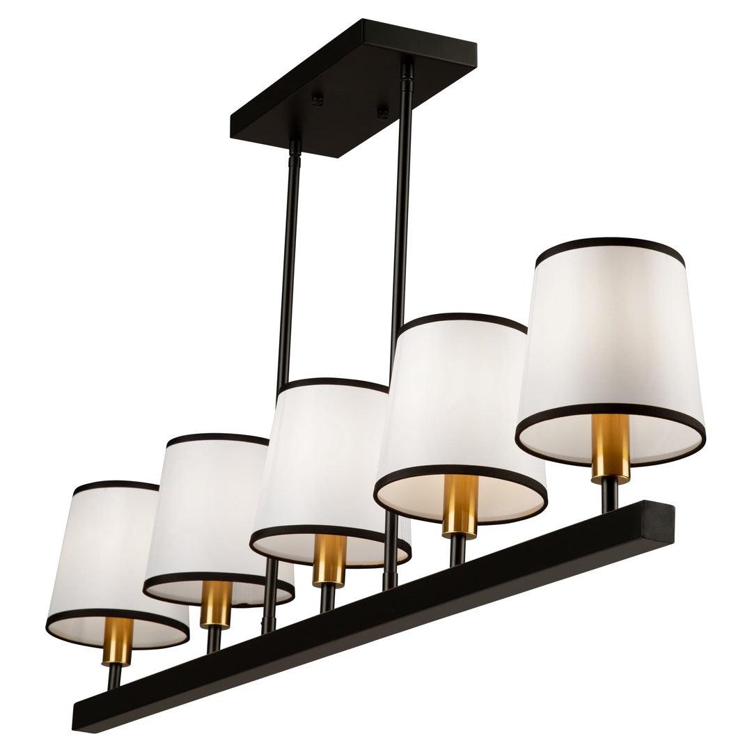 Black and Gold Frame with Fabric Shade Linear Pendant - LV LIGHTING