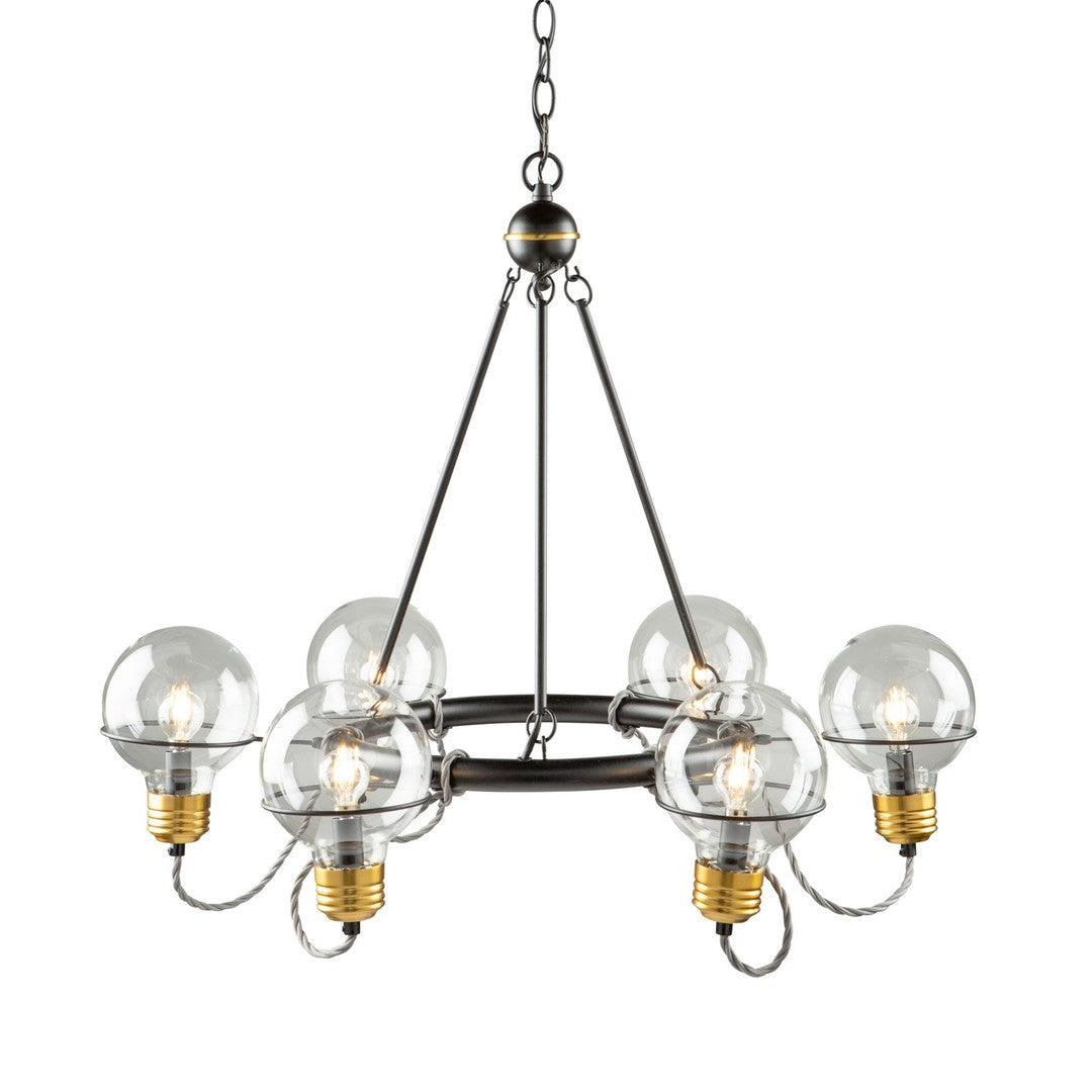 Black and Brushed Brass Frame with Glass Bulb Shade Chandelier - LV LIGHTING