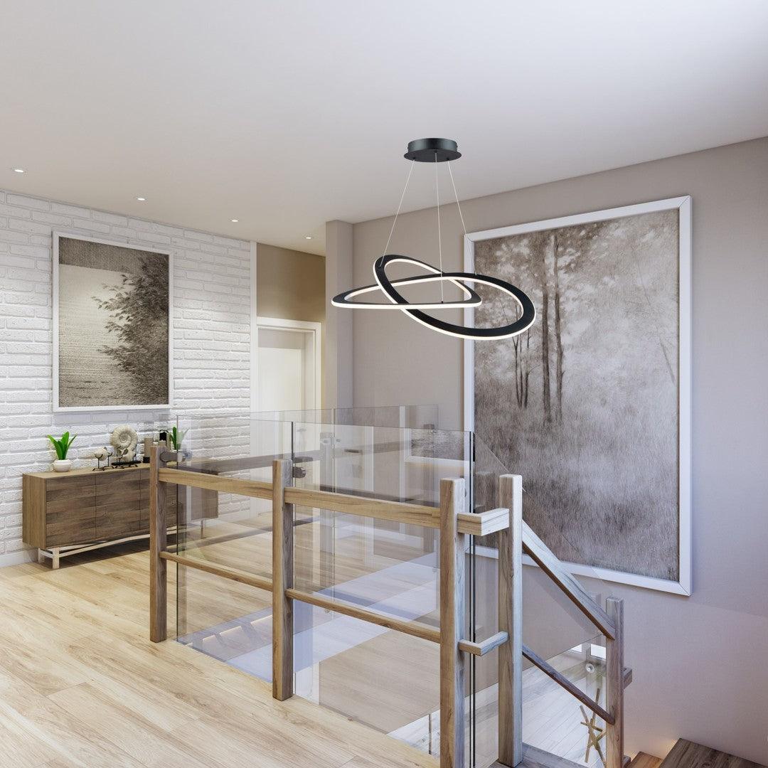 LED Black Twisted Ring with Acrylic Diffuser Chandelier - LV LIGHTING